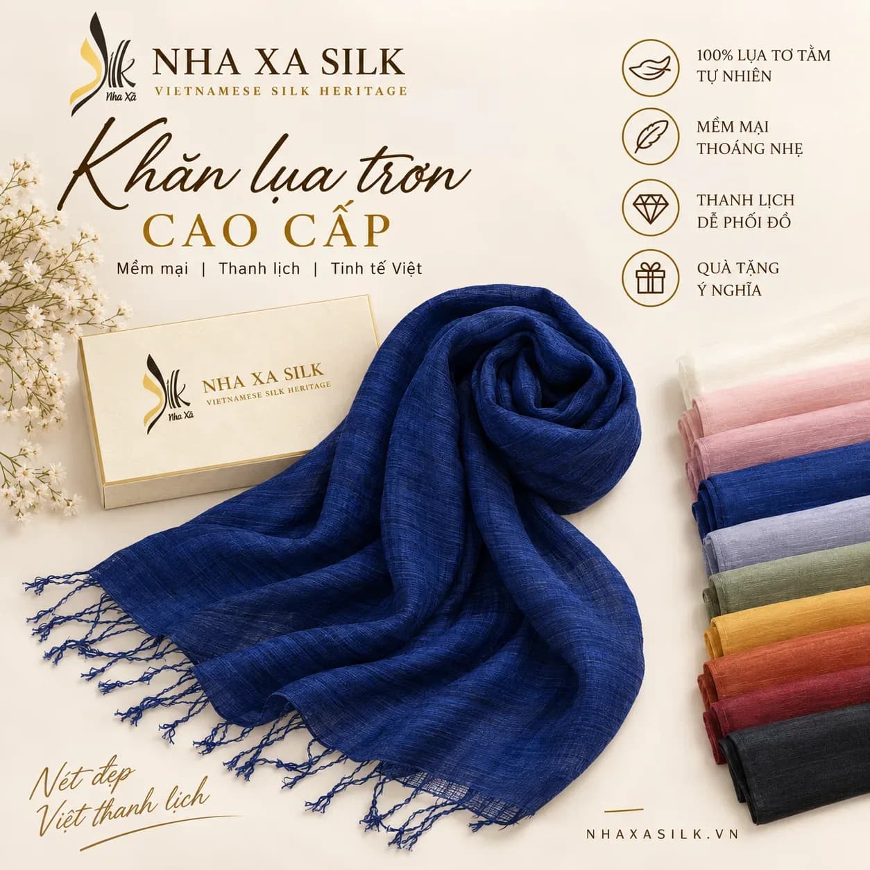 Khăn đũi choàng cổ màu xanh navy